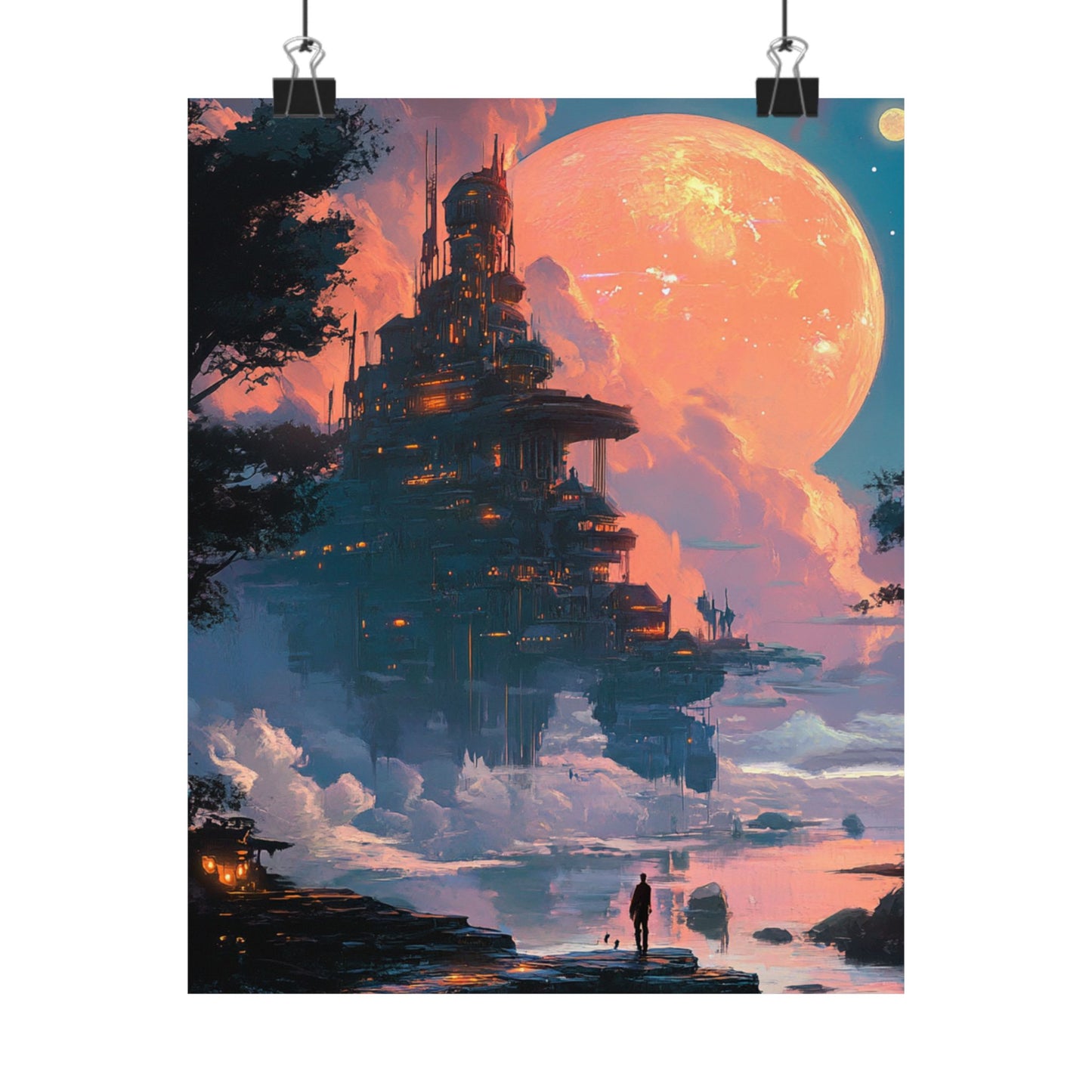 Enchanting Fantasy Matte Vertical Poster - Dreamy Moonlit Landscape