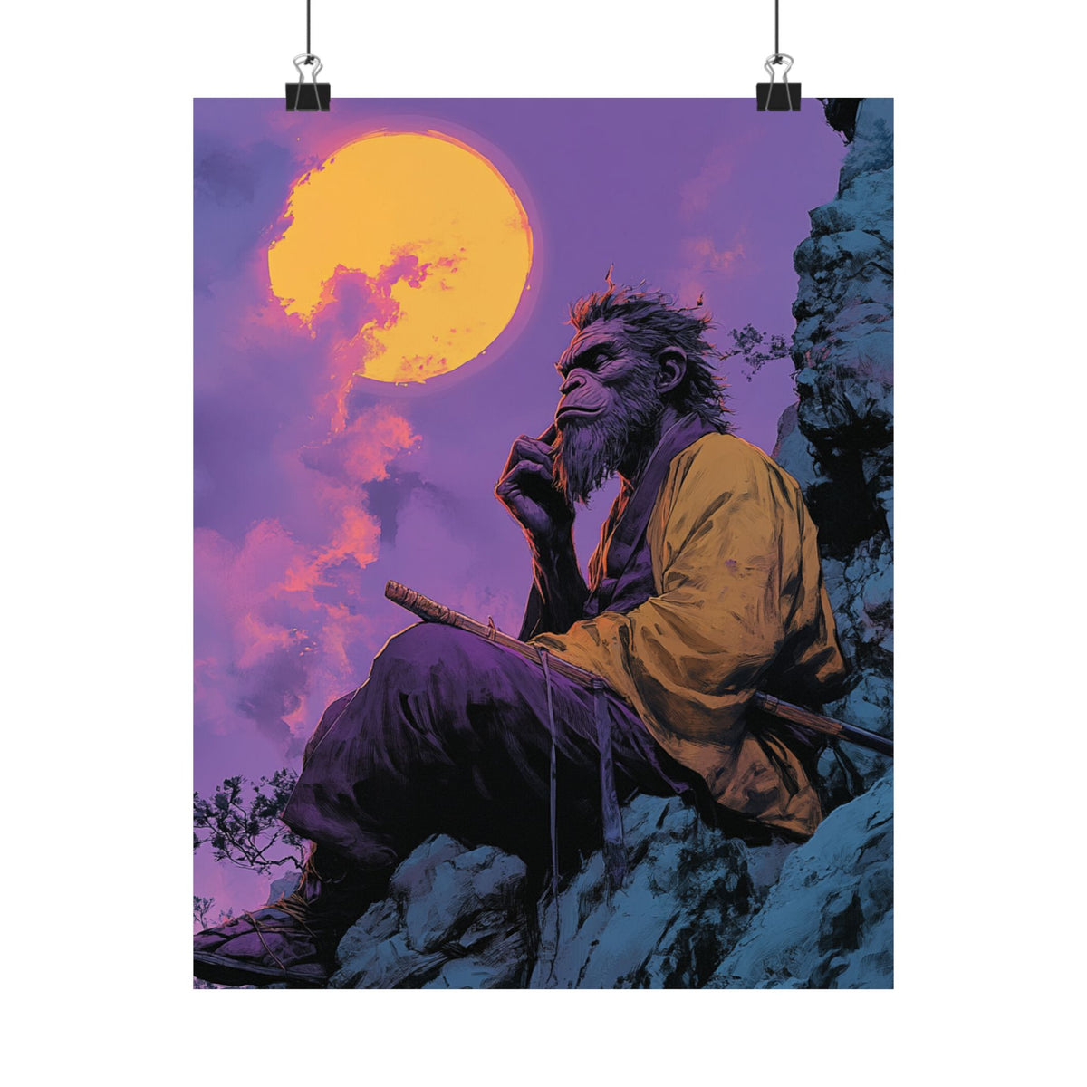 Artistic Matte Vertical Poster - Mystic Moon Guardian