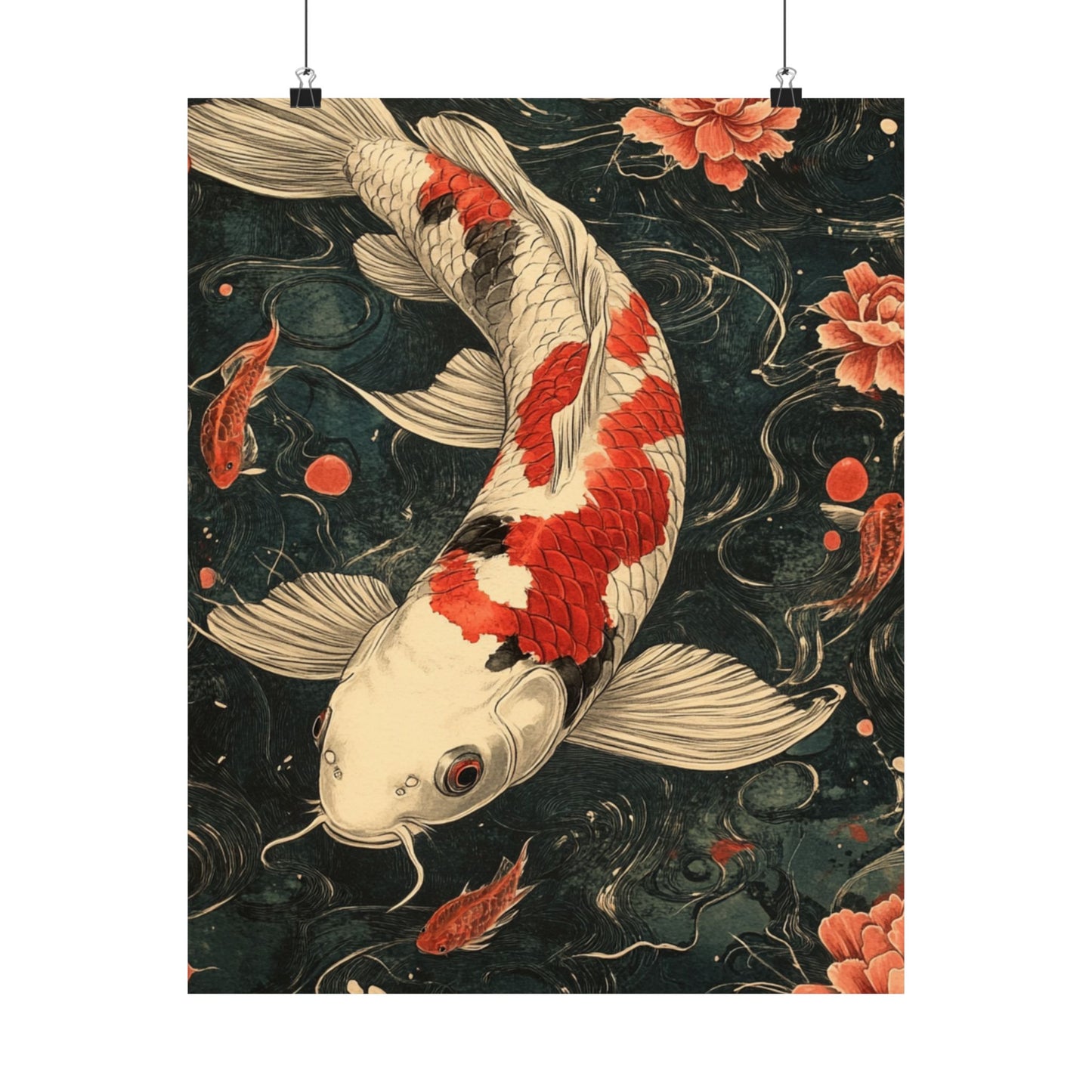 Koi Fish Matte Vertical Poster - Elegant Wall Art for Serenity and Inspiration