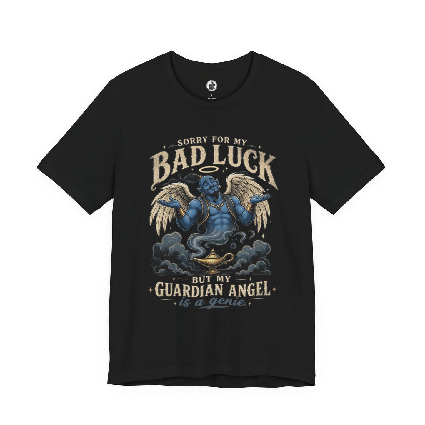 Bad Luck Guardian Angel Tee — 'Sorry for My Bad Luck But My Guardian Angel is an Genie' Graphic T-Shirt
