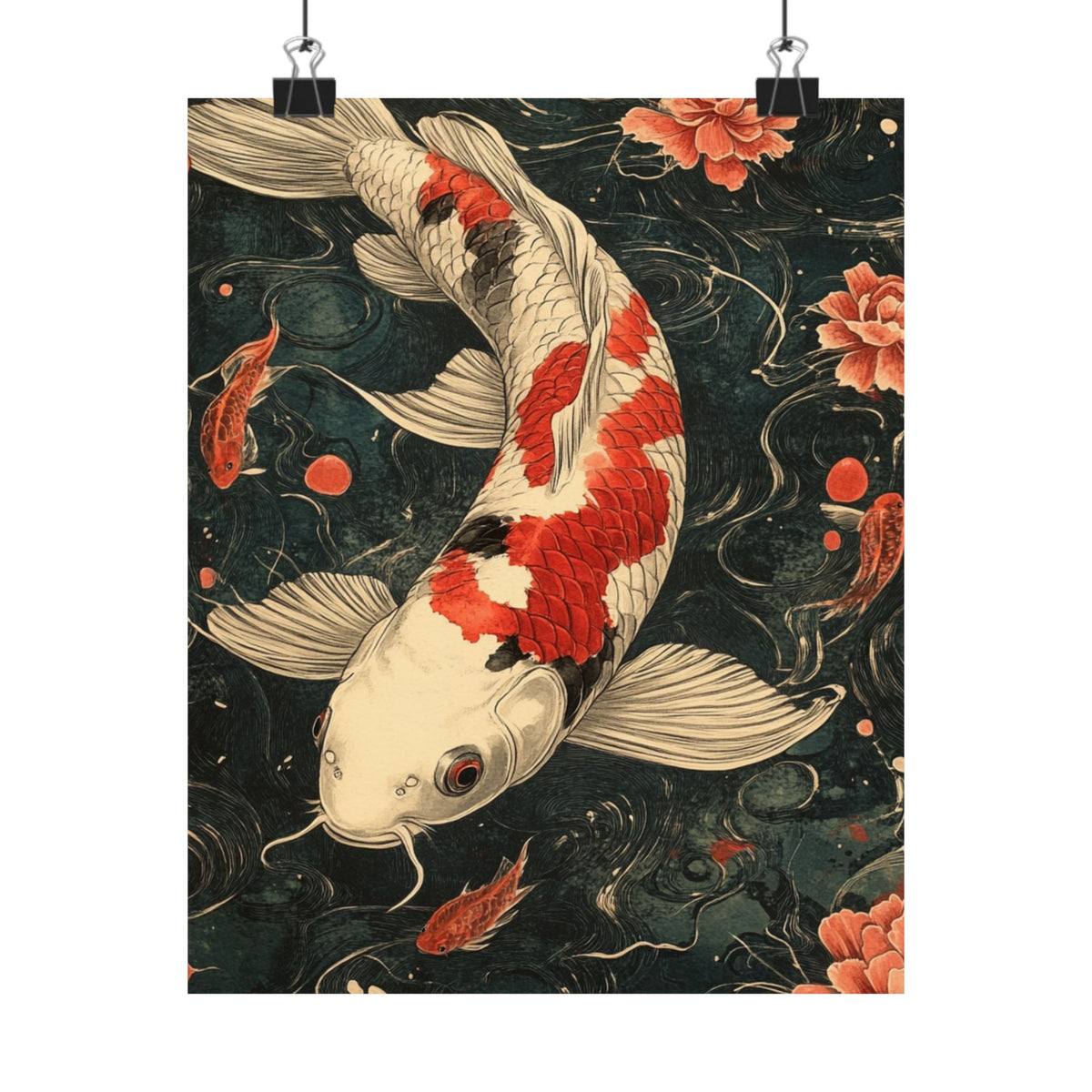 Koi Fish Matte Vertical Poster - Elegant Wall Art for Serenity and Inspiration