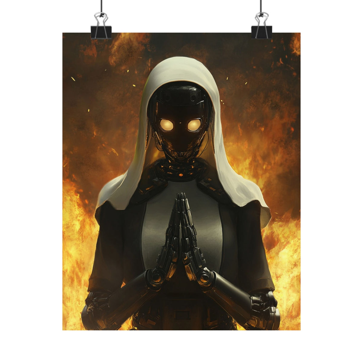 Robotic Nun Matte Vertical Poster - Futuristic Art for Home Decor