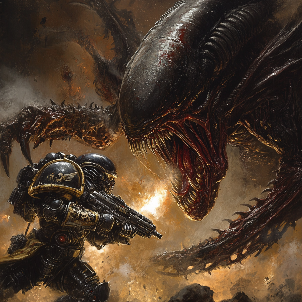 Epic Battle Matte Vertical Poster - Sci-Fi Alien Art