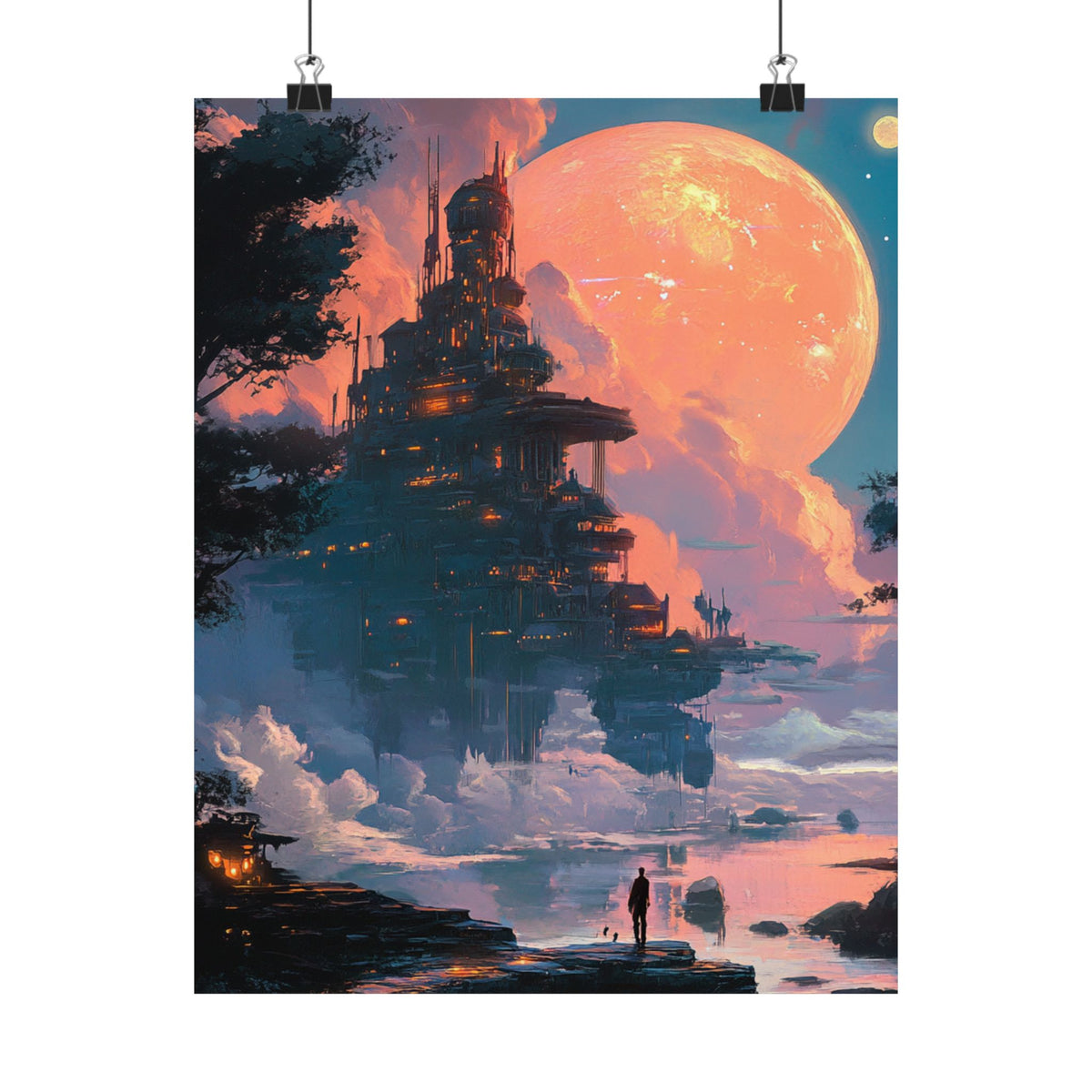 Enchanting Fantasy Matte Vertical Poster - Dreamy Moonlit Landscape
