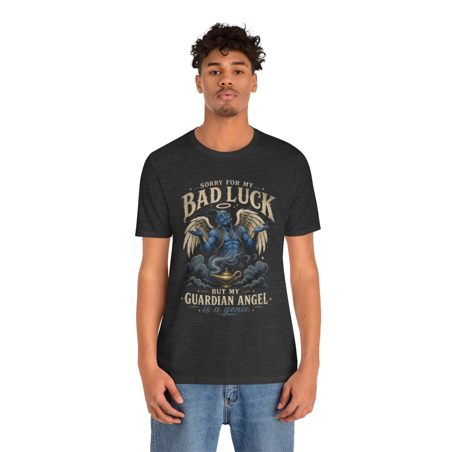 Bad Luck Guardian Angel Tee — 'Sorry for My Bad Luck But My Guardian Angel is an Genie' Graphic T-Shirt