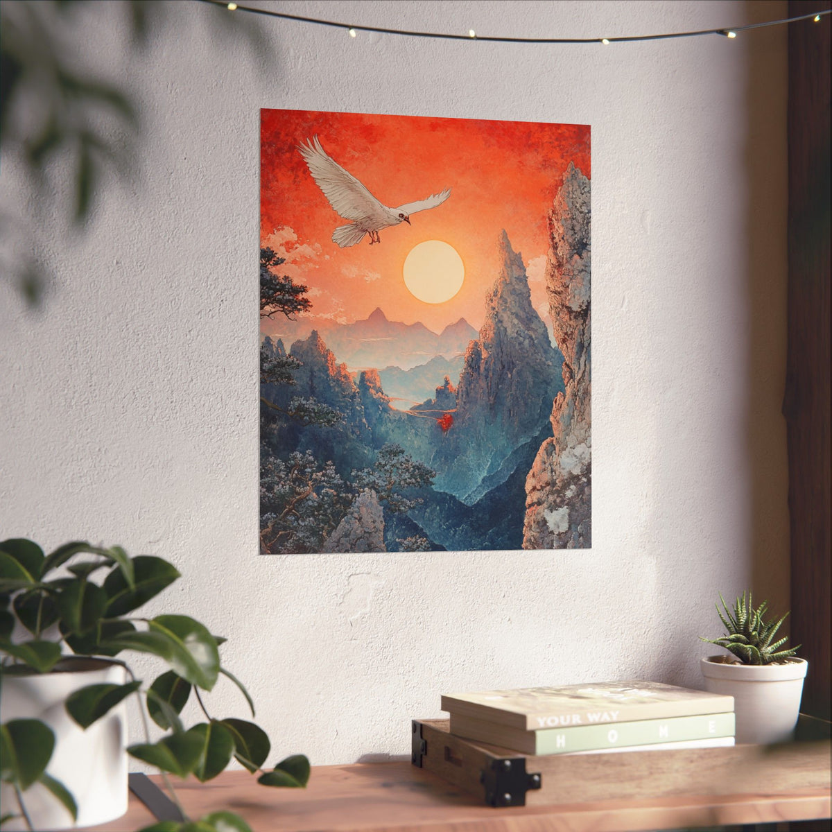 Serene Landscape Matte Vertical Posters - Mountain Sunset Art Decor