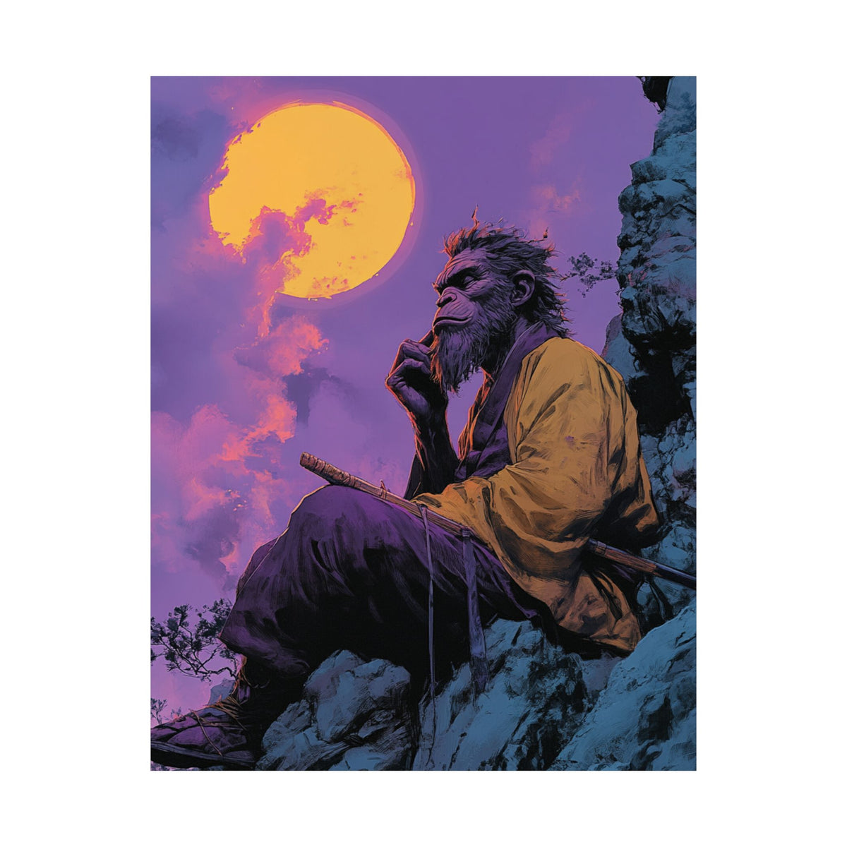 Artistic Matte Vertical Poster - Mystic Moon Guardian