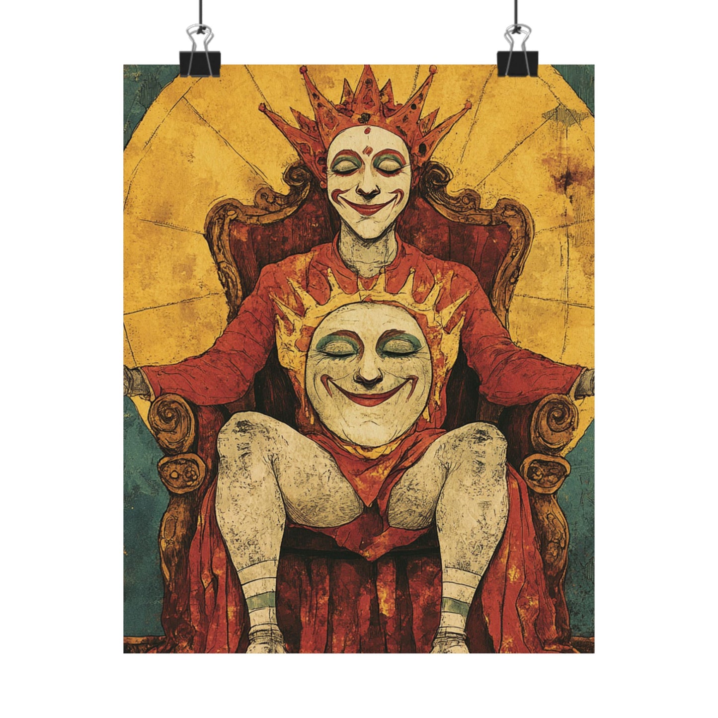 Ai King Jester on Throne - Whimsical Matte Vertical Posters