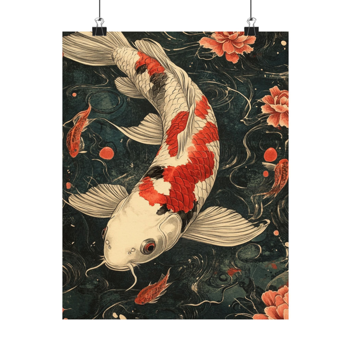 Koi Fish Matte Vertical Poster - Elegant Wall Art for Serenity and Inspiration