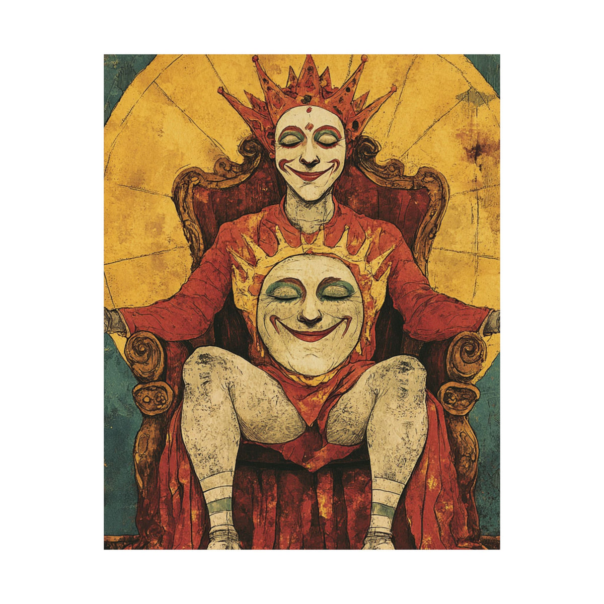 Ai King Jester on Throne - Whimsical Matte Vertical Posters