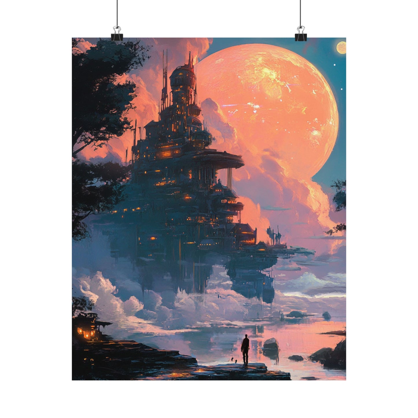 Enchanting Fantasy Matte Vertical Poster - Dreamy Moonlit Landscape