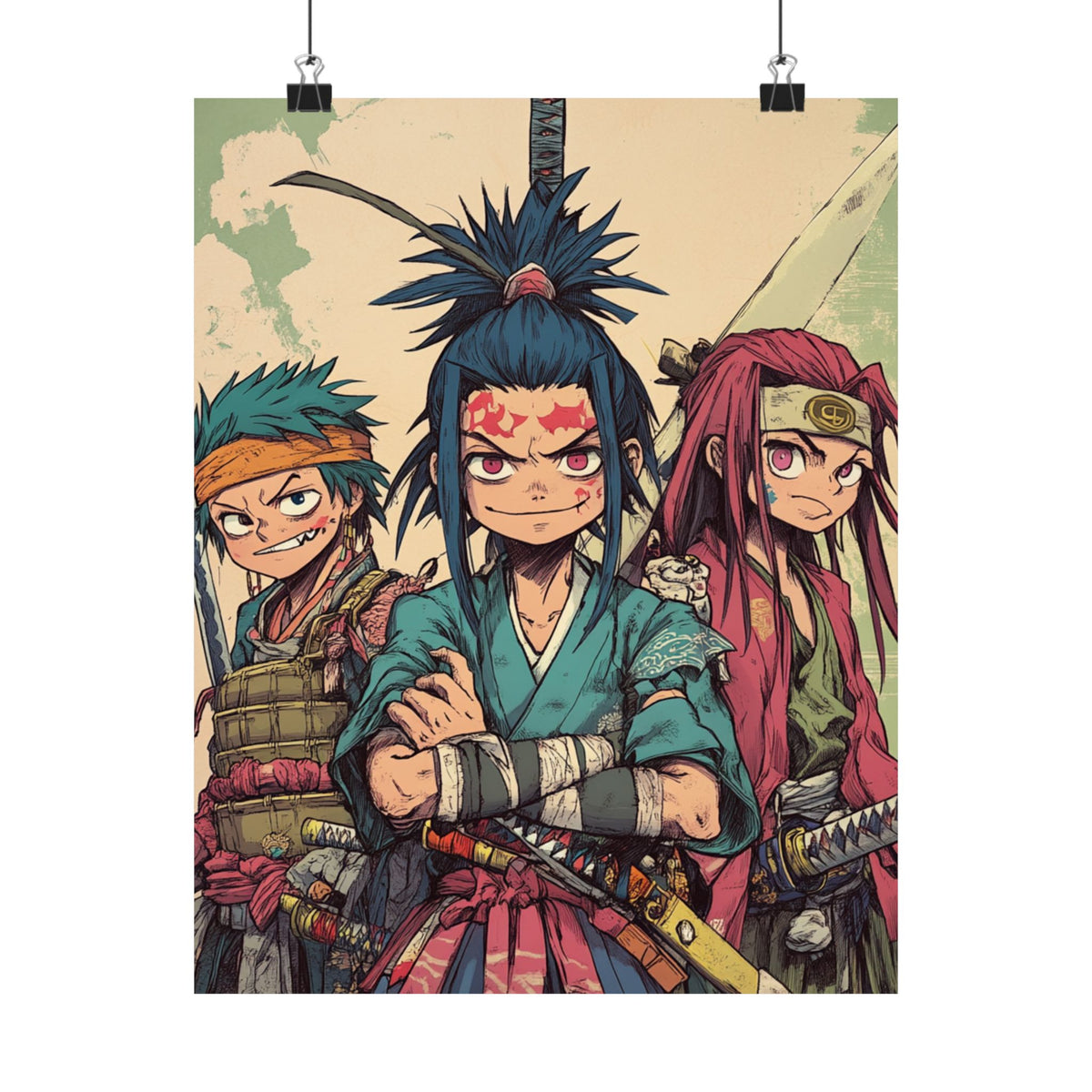 Anime Warrior Vertical Poster - Matte Wall Art for Gaming Room Decor