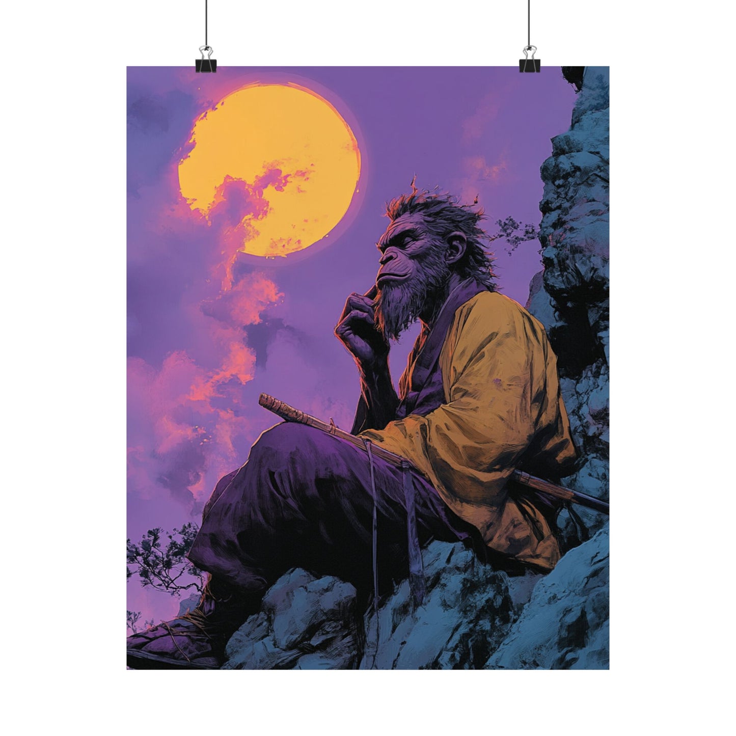 Artistic Matte Vertical Poster - Mystic Moon Guardian
